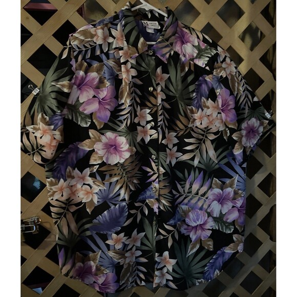 MAGGIE SWEET Moonlit Garden Tropical Flowers Vintage 90's Y2K Tunic 2X - Picture 1 of 6